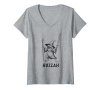 Femme Funny Frog Wizard Huzzah T-Shirt avec Col en V