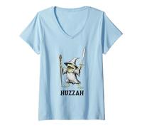Femme Funny Frog Wizard Huzzah T-Shirt avec Col en V