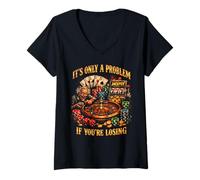Femme Funny Gambling Bootleg It's Only A Problem If You're Losing T-Shirt avec Col en V
