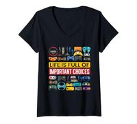 Femme Funny Gamer Life is Full of Important Choice Gamer Gaming T-Shirt avec Col en V