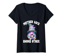 Femme Funny Gamer Mom Graphic for Women Playing Video Game GNOME T-Shirt avec Col en V