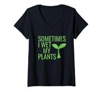 Femme Funny Gardener Saying: Sometimes I Wet My Plants Quote T-Shirt avec Col en V