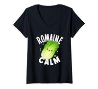 Femme Funny Gardening Pun Romaine Calm Gardener Cadeau T-Shirt avec Col en V