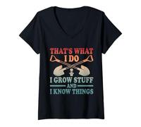 Femme Funny Gardening That's What I Do Plantes de Jardin Love Gardener T-Shirt avec Col en V
