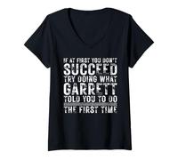 Femme Funny GARRETT If At First You Don't Succeed Birthday GARRETT T-Shirt avec Col en V