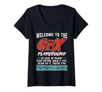 Femme Funny Generation X Welcome to Gen Xer Playground 60s 70s 80s T-Shirt avec Col en V