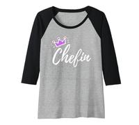 Femme Funny German Saying Chefin Boss Purple Pink Crown Manche Raglan