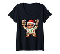 Femme Funny Gingerbread Six Seven 67 Ice Cream Drip Christmas Meme T-Shirt avec Col en V
