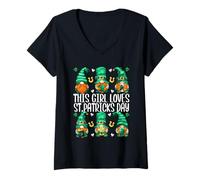 Femme Funny Gnomes for Women This Girl Loves St. Patricks Day T-Shirt avec Col en V