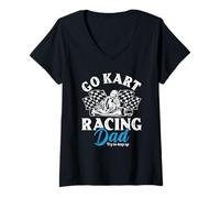 Femme Funny Go Kart Racing, Papa, fête des pères, Karting T-Shirt avec Col en V