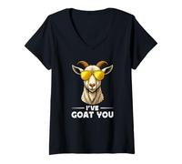 Femme Funny Goat Farming Farmer Joke Goat Pun I've Goat You T-Shirt avec Col en V