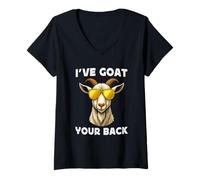 Femme Funny Goat Farming Farmer Joke Goat Pun I've Goat Your Back T-Shirt avec Col en V