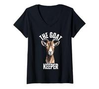 Femme Funny Goat Keeper Farmer Goat Lover Farming Goatherder T-Shirt avec Col en V
