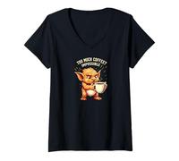 Femme Funny Goblin Coffee Lover Too Much Caffeine Impossible T-Shirt avec Col en V