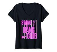 Femme Funny Golf Swing The Dang Club Pink Golf Mom T-Shirt avec Col en V