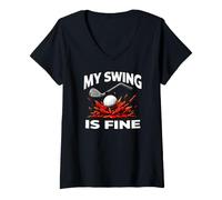 Femme Funny Golfer My Swing is Fine Sarcastic Golf Joke T-Shirt avec Col en V