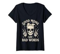 Femme Funny Good Mom Say Bad Words Best Mom Shirts Mother's Day T-Shirt avec Col en V
