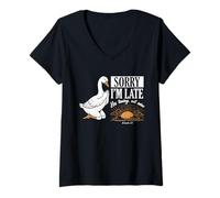 Femme Funny Goose Christian Désolé, Je suis en Retard, Son Timing n'est Pas Le Mien T-Shirt avec Col en V