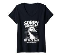 Femme Funny Goose est désolée pour ce Que Mon Visage a Dit, mais Pas Vraiment T-Shirt avec Col en V