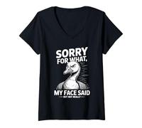 Femme Funny Goose est désolée pour ce Que Mon Visage a Dit, mais Pas Vraiment T-Shirt avec Col en V