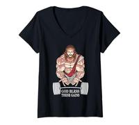 Femme Funny Gym Jesus Fitness God These Fitness Workout T-Shirt avec Col en V