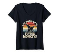 Femme Funny Halloween Don't Make Me Get My Flying Monkeys Costume T-Shirt avec Col en V