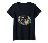 Femme Funny Health Office Assistant School Nurse Graphic T-Shirt avec Col en V