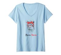 Femme Funny Hipster Red Glasses Llama Mama Llama Mom Lover T-Shirt avec Col en V