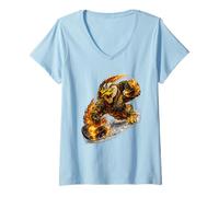 Femme Funny Hockey Duck Game Day Vintage Shirt Fans T-Shirt avec Col en V