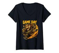 Femme Funny Hockey Duck Game Day Vintage Shirt Fans T-Shirt avec Col en V
