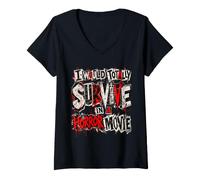 Femme Funny Horror Movie Halloween Scary T-Shirt avec Col en V