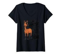 Femme Funny Horse My Horse and I Sarcastique Humour Cheval Équestre T-Shirt avec Col en V