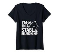Femme Funny Horse Rider Stable Relation Humour Love Horses T-Shirt avec Col en V