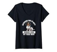 Femme Funny Humans Hurt My Head Happy Piebald Dachshund Lover T-Shirt avec Col en V