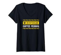 Femme Funny Humour Sarcastique Panneau d’Avertissement Bureau T-Shirt avec Col en V