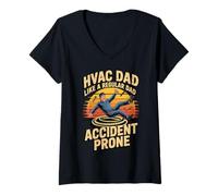 Femme Funny HVAC Dad Like a Regular Dad Accident Prone T-Shirt avec Col en V