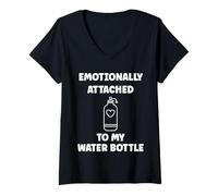 Femme Funny Hydration Emotionally Attached to My Water Bottle T-Shirt avec Col en V