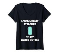 Femme Funny Hydration Emotionally Attached to My Water Bottle T-Shirt avec Col en V