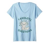 Femme Funny I Axolotl Questions Enfants Filles Femmes Garçons Salamandre T-Shirt avec Col en V