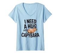 Femme Funny I Need A Hug from a Capybara T-Shirt avec Col en V