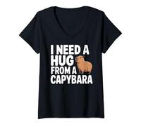 Femme Funny I Need A Hug from a Capybara T-Shirt avec Col en V
