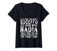 Femme Funny If At First You Don't Succeed Birthday Nadia Idea T-Shirt avec Col en V