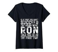 Femme Funny If At First You Don't Succeed Birthday Ron Idea T-Shirt avec Col en V