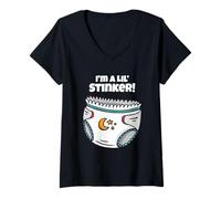 Femme Funny I'm a Lil' Stinker Couche Mignonne pour bébé Enfant Adulte T-Shirt avec Col en V
