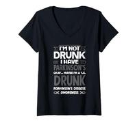 Femme Funny I'm Not Drunk I Have Parkinson 's Awareness T-Shirt avec Col en V