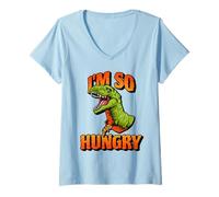 Femme Funny I'm So Hungry Pizza Tyrannosaurus Rex Dino Dinosaur T-Shirt avec Col en V