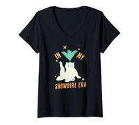 Femme Funny in My Showgirls Era, Costume de Chat Humoristique Showgirls T-Shirt avec Col en V