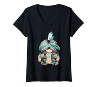 Femme Funny Indian Tribal Graphic Cute Native American GNOME Mom T-Shirt avec Col en V