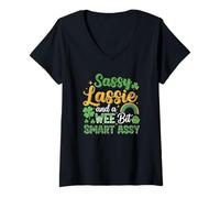 Femme Funny Irish St. Patrick's Day Sassy Lassie T-Shirt avec Col en V