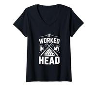 Femme Funny It Worked in My Head Billard Saying T-Shirt avec Col en V